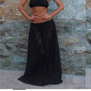 OutKast Soren, maxi skirt, black- Elegant Sheer Panel Design